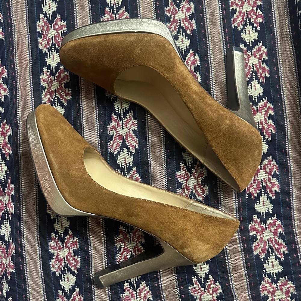 Michael Kors Women's Suede Platform Pumps in Brown and Gold